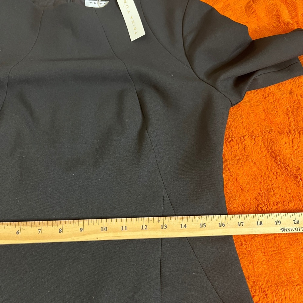 New Trina Turk Sheath Dress Women 8 Black New Short Sleeve Midi Professional LBD - Picture 10 of 16